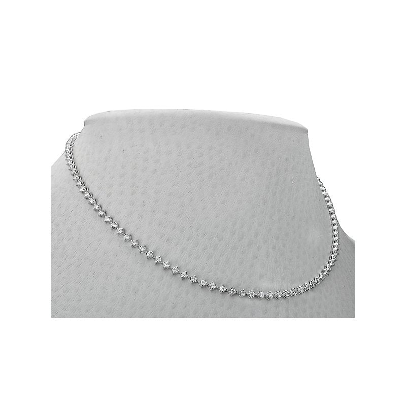 Luxora 14K White Gold Round Diamond Necklace - 5.0 Carat Total Weight