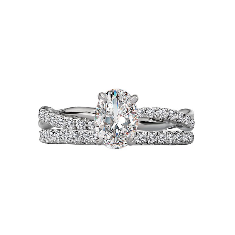 Orbelle White Gold Oval Cut Lab Grown Diamond Semi-Mount Engagement Ring