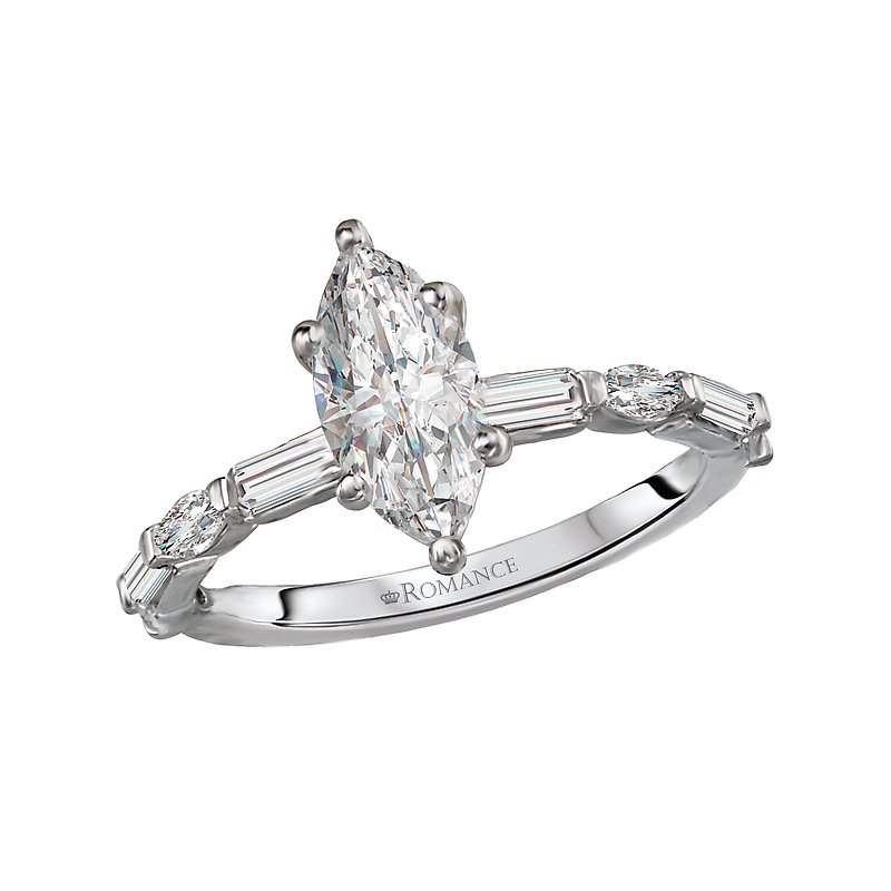Orbelle White Gold Marquise Cut Lab Grown Diamond Semi-Mount Engagement Ring