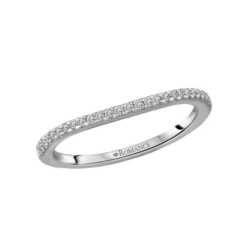 Curved 14K White Gold Diamond Wedding Band - Orbelle Matching Bands