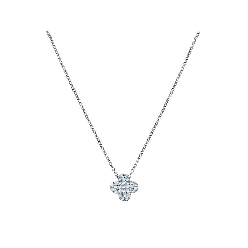 Luxora Clover Shaped Diamond Necklace in 14K White Gold