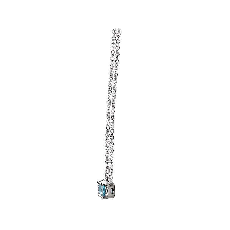 Luxora Swiss Blue Topaz and Diamond 14K White Gold Necklace