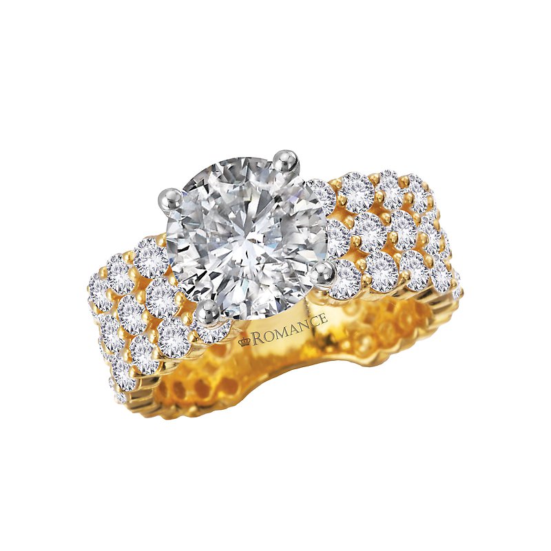 Orbelle Triple Row Band 14K Yellow Gold Engagement Ring Semi-Mount
