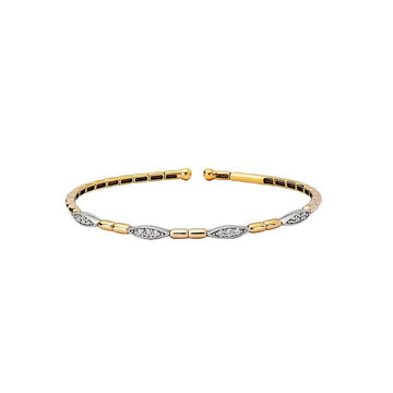 Luxora Two-Toned Diamond Cuff Bracelet | 14kt Yellow & White Gold | Round Diamonds