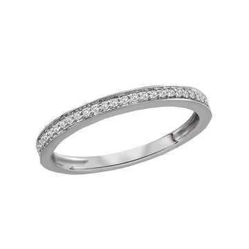 Luxora Ladies Diamond Band - 14K White Gold Stackable Ring with Round Faceted Diamonds
