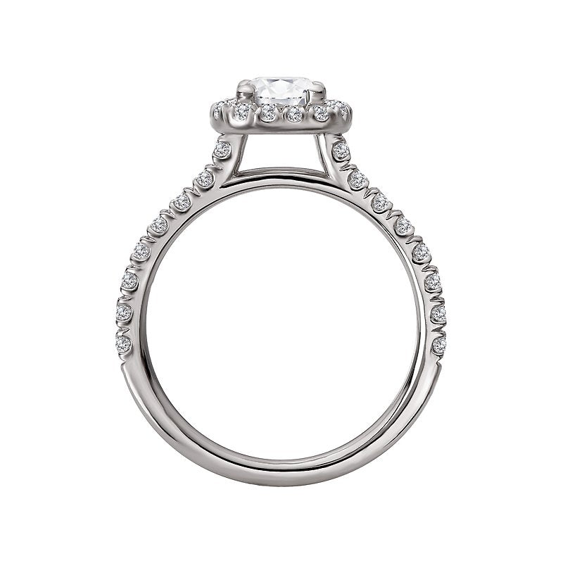 Glemera Halo Semi-Mount Engagement Ring in 14K White Gold with Diamond Accents