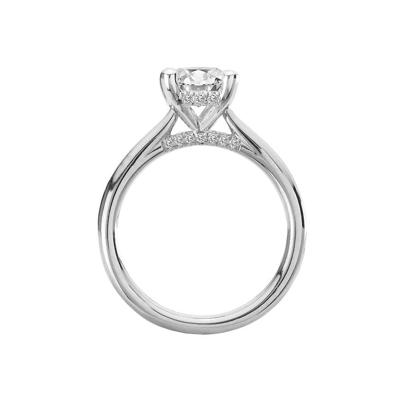 Platinum Hidden Halo Oval Diamond Engagement Ring