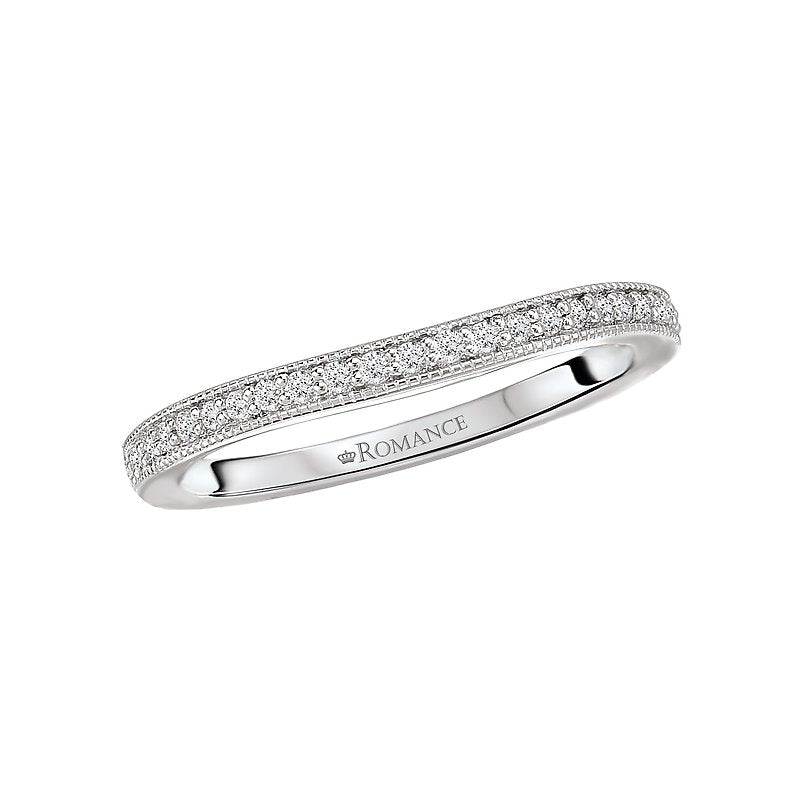 Aurenza Classics 14K White Gold Diamond Milgrain Curved Wedding Band