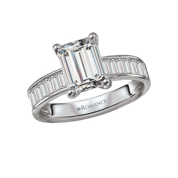 Orbelle Diamond Engagement Ring - 14K White Gold Baguette Channel Set Band
