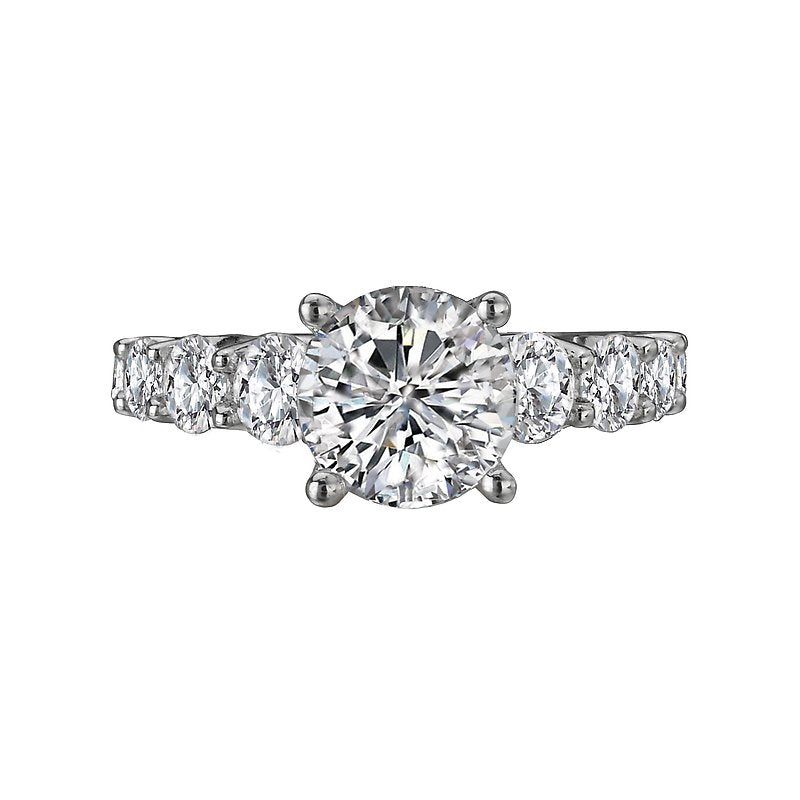 Orbelle Lab Grown Diamond Band Semi-Mount Engagement Ring - Bandora 14K White Gold Round Cut 8.2mm
