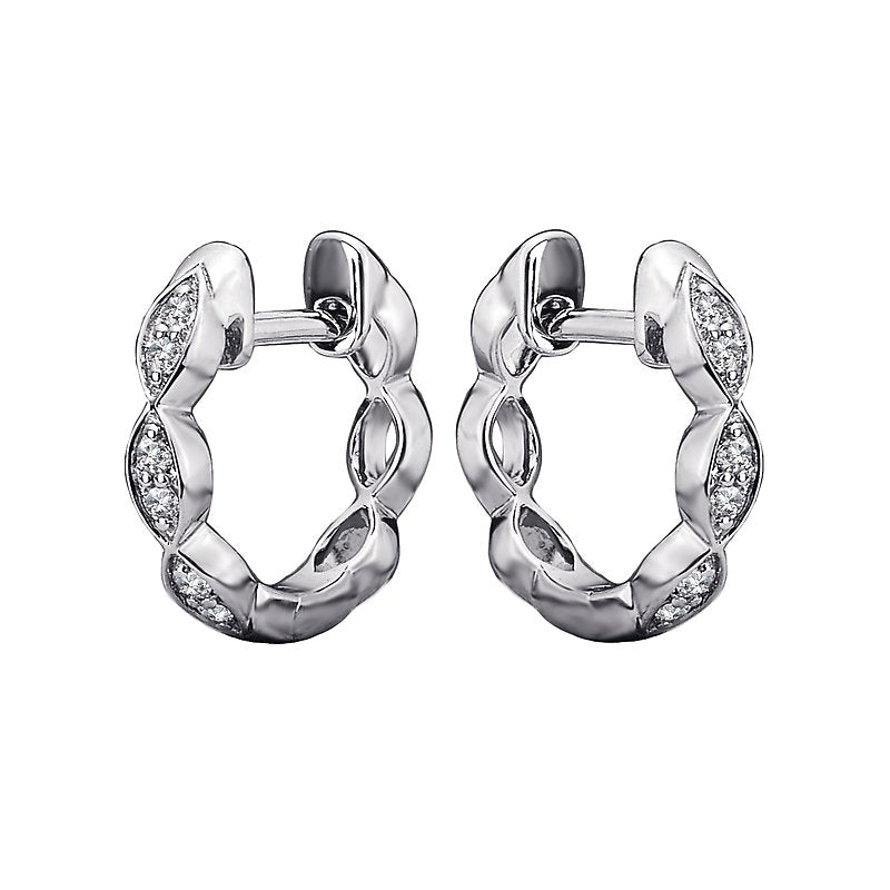 Luxora Diamond Huggie Hoop Earrings in 14K White Gold