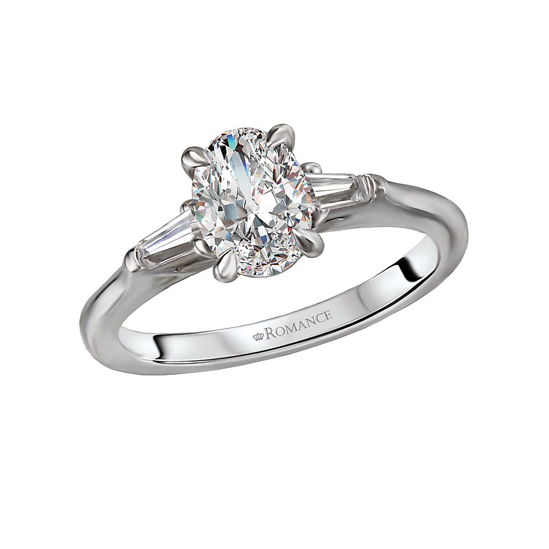 Orbelle White Gold 3-Stone Oval Diamond Semi-Mount Engagement Ring