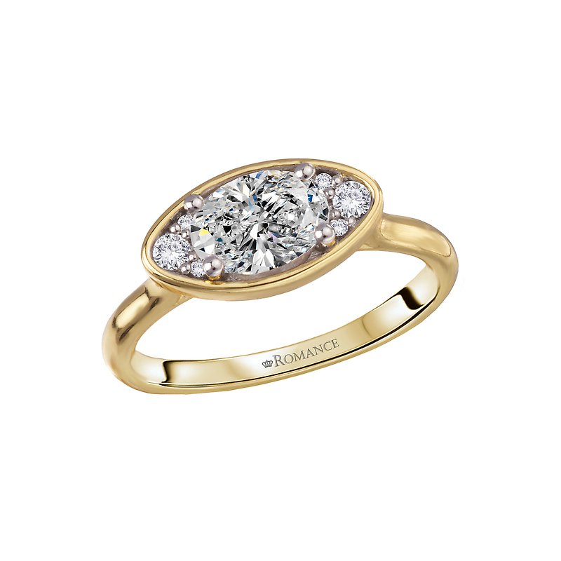 Orbelle Moval-Shape Oval Diamond Semi-Mount Engagement Ring in 14K Yellow Gold