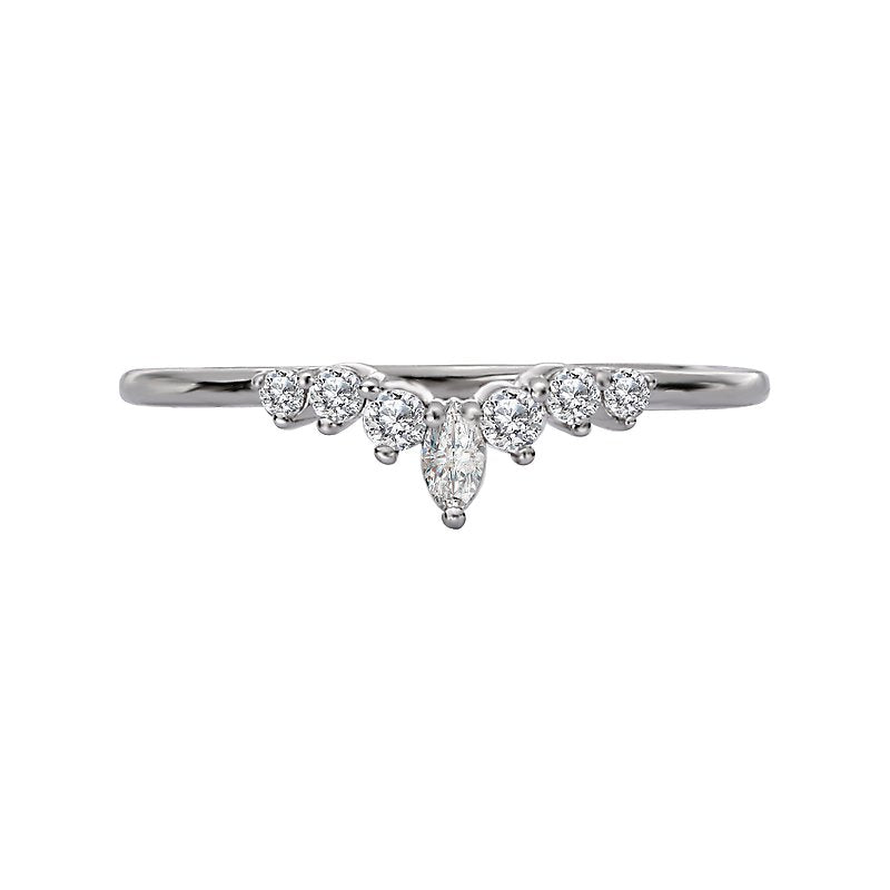 14K White Gold Nesting Band with Lab Grown Diamond Marquise Shape