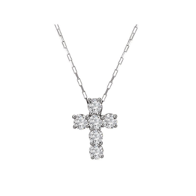 Aurenza Classics 14K White Gold Round Diamond Cross Pendant 1CTW