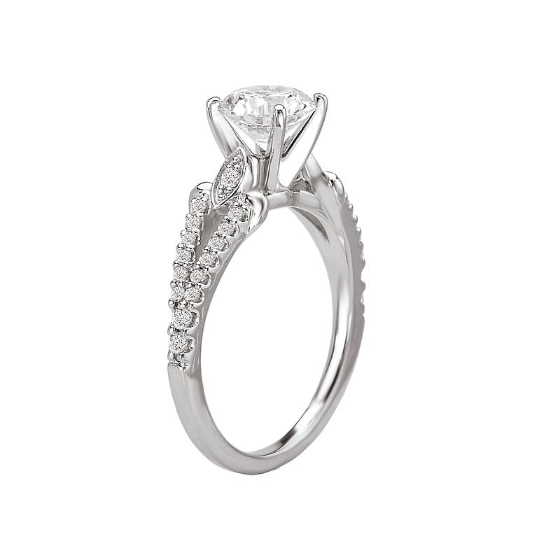 Glemera Bandora 14K White Gold Diamond Split Shank Engagement Semi-Mount Ring