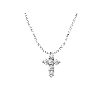 Luxora 14K White Gold Small Diamond Cross Necklace