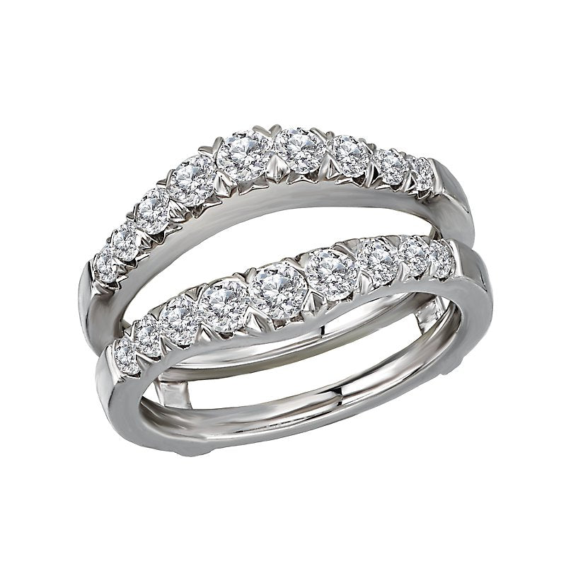 Glemera Diamond Wrap Wedding Band with Guard - 14K White Gold French Paved Round Diamond Ring