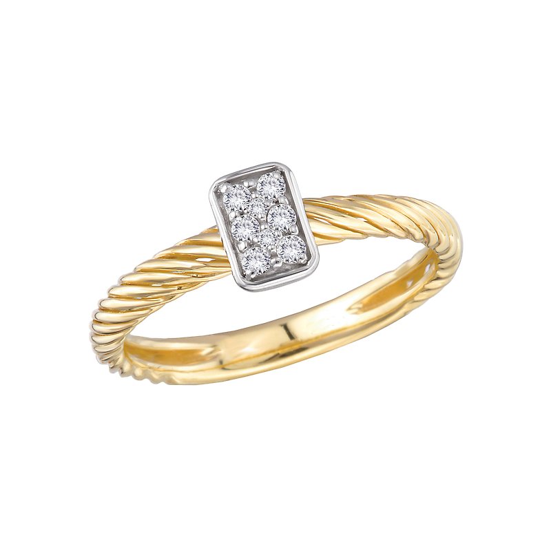 Luxora Two-Toned Diamond Ladies Fashion Ring - Classic Style 14kt Yellow and White Gold Band with Round Diamonds