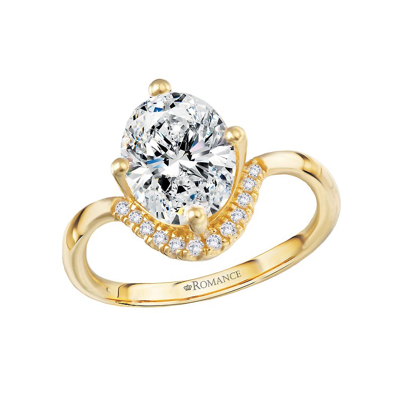 Orbelle 14K Yellow Gold Oval Halo Semi-Mount Diamond Engagement Ring