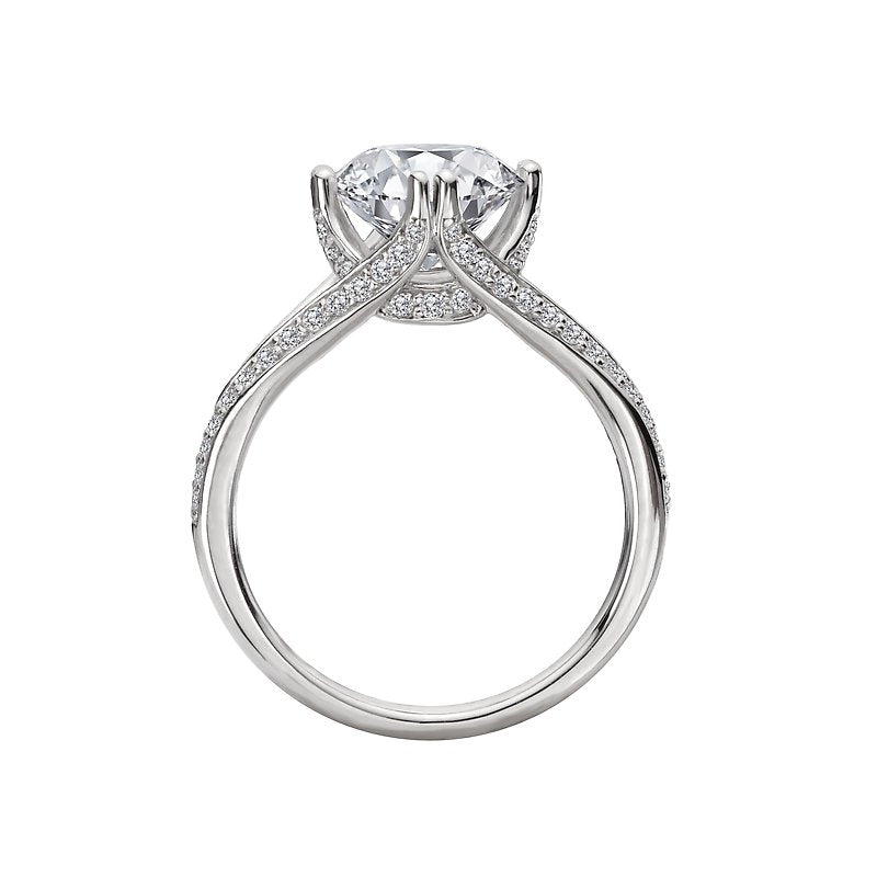 Orbelle Split Shank Semi-Mount Diamond Engagement Ring - 14K White Gold Twist Style