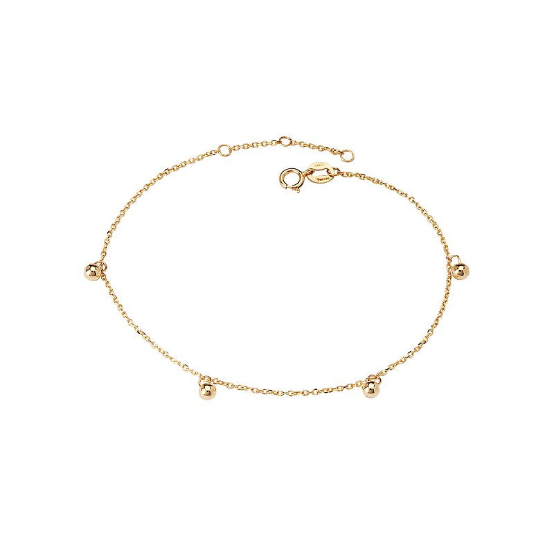 Luxora Italian 14kt Yellow Gold Bead Bracelet | Adjustable Chain Bracelet