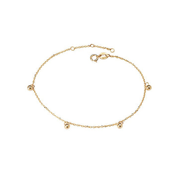 Luxora Italian 14kt Yellow Gold Bead Bracelet | Adjustable Chain Bracelet