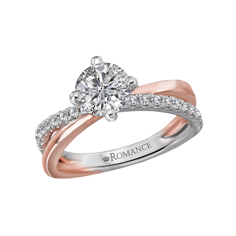 Bandora 18K Two-Tone Gold Diamond Engagement Ring Semi-Mount