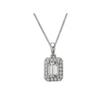 Luxora 14K White Gold Diamond Halo Semi-Mount Pendant for 6x4mm Emerald Shape Center Stone