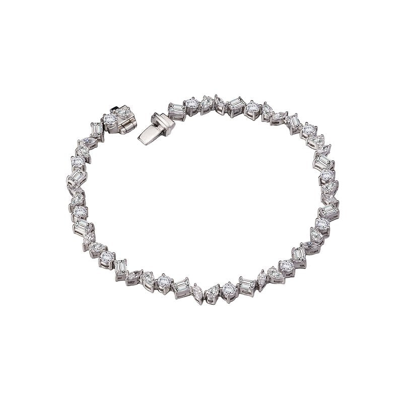 Chic 14K White Gold Multi Shaped Lab Grown Diamond Bracelet