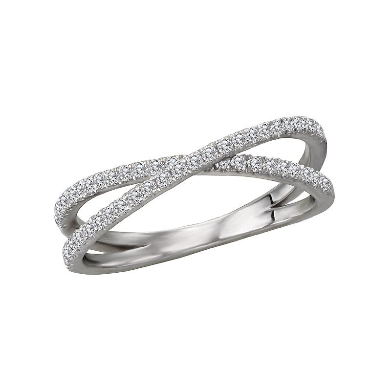 Luxora Classic 14K White Gold Diamond Criss Cross Ring