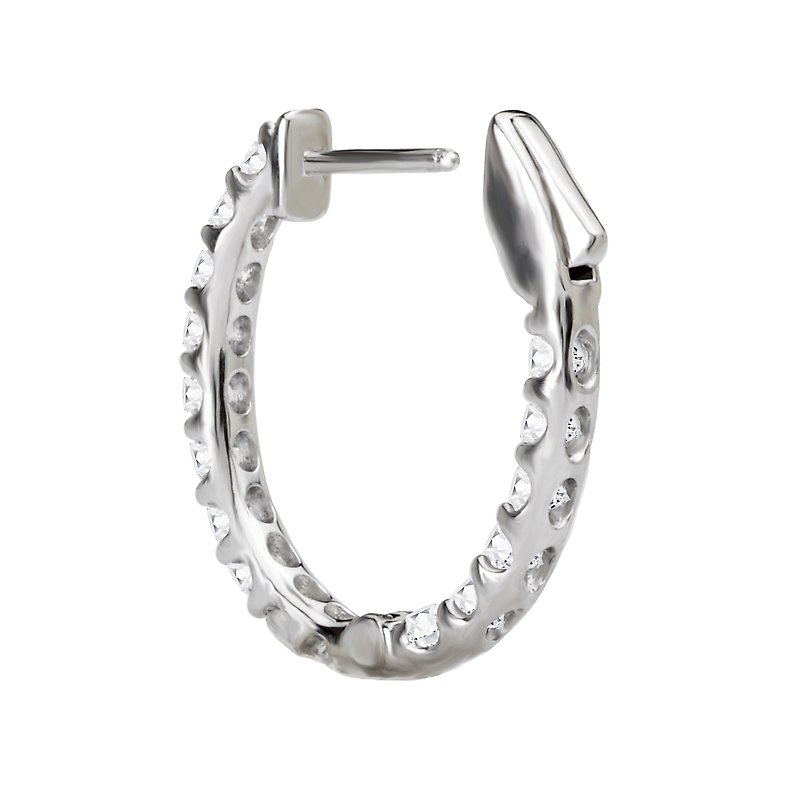 Luxora Ladies Diamond Hoop Earrings | Classic Oval Shape | 14K White Gold