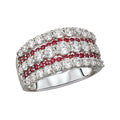 Luxora Classic 14K White Gold Ladies Diamond and Ruby Fashion Ring