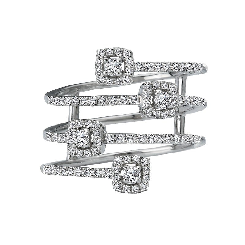 Luxora 14K White Gold Twisted Diamond Fashion Ring