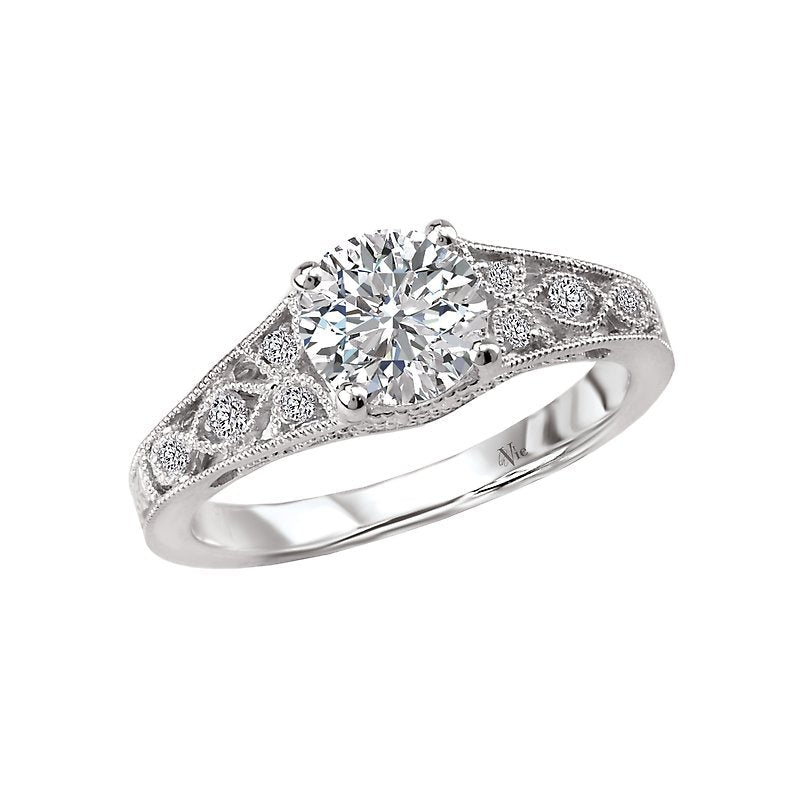 Vintage 14K White Gold Diamond Semi-Mount Ring - Glemera Collection