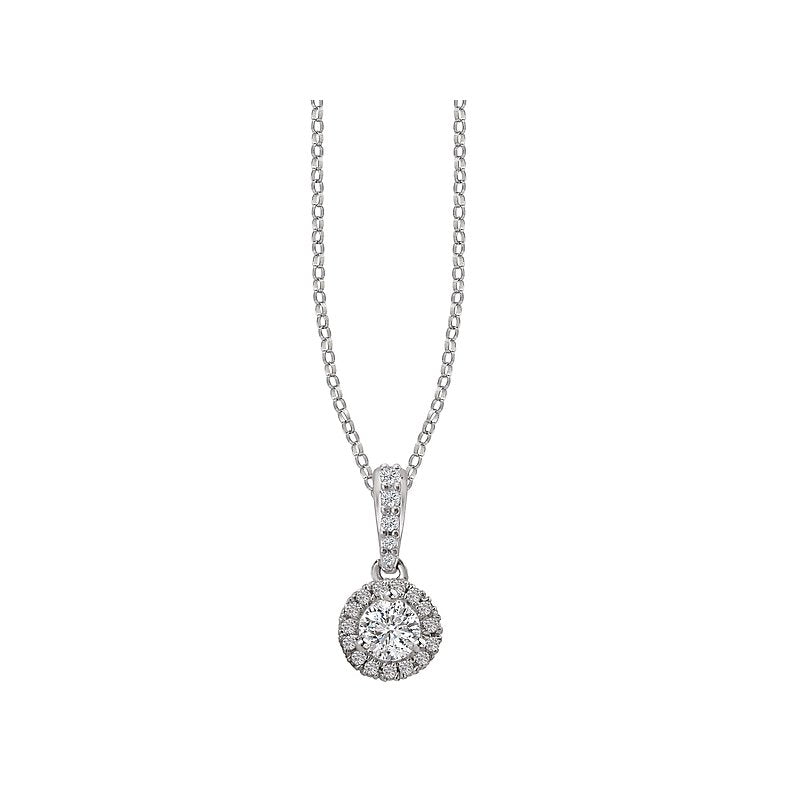 Luxora Ladies Diamond Halo Pendant in 14K White Gold
