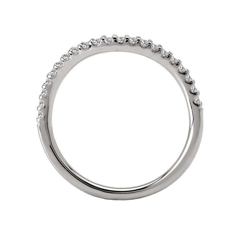 Orbelle Petite Curved Wedding Band in 14K White Gold with Round Faceted Diamonds