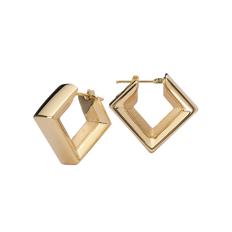 Luxora 14K Yellow Gold Italian Hollow Square Hoop Earrings