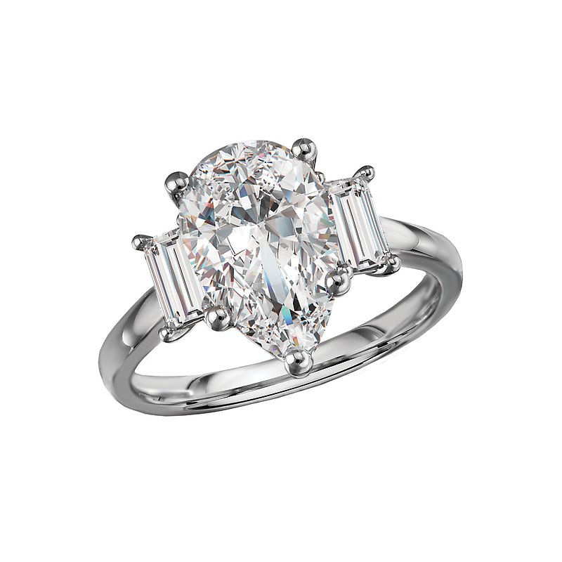 14K White Gold Lab Grown Diamond Pear Shape Engagement Ring