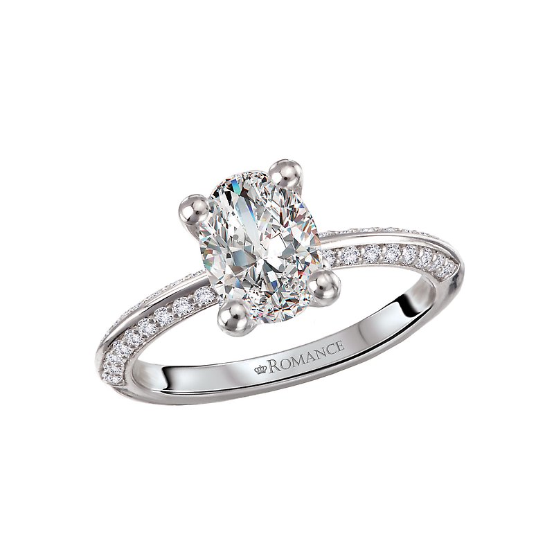 Platinum Knife Edge Oval Diamond Engagement Ring - Orbelle Collection