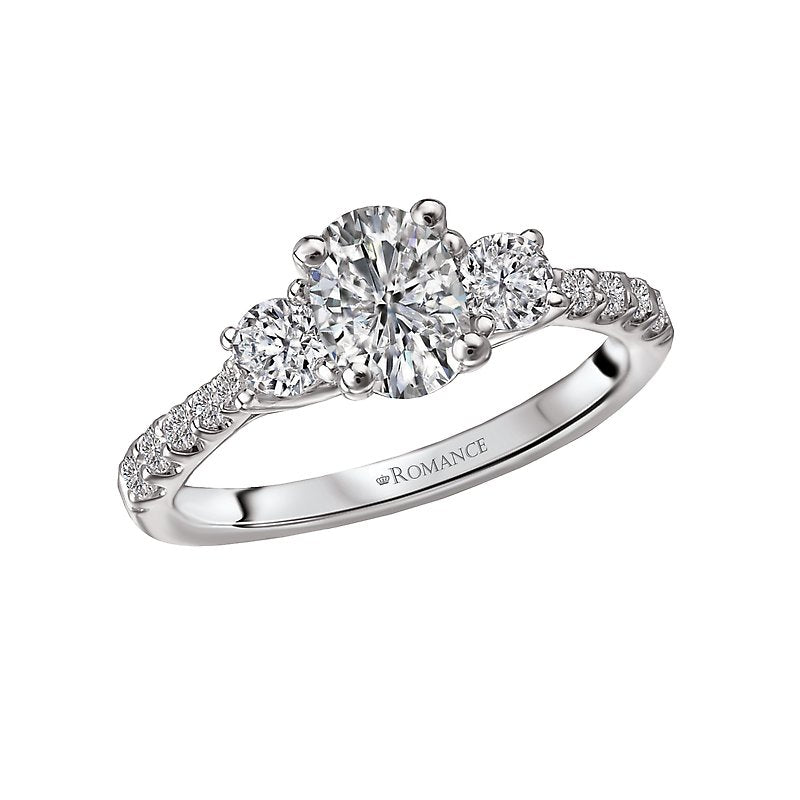 Orbelle 3 Stone Semi-Mount Diamond Ring in 18K White Gold