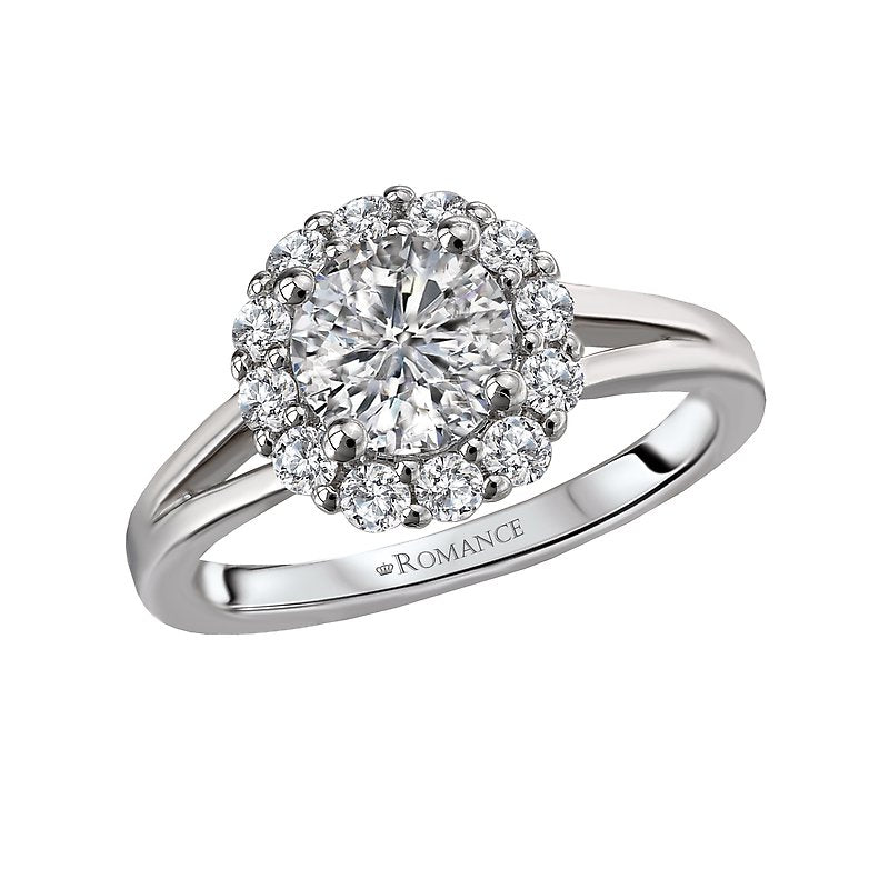 Orbelle Halo Split Shank Semi-Mount Diamond Ring in 18K White Gold