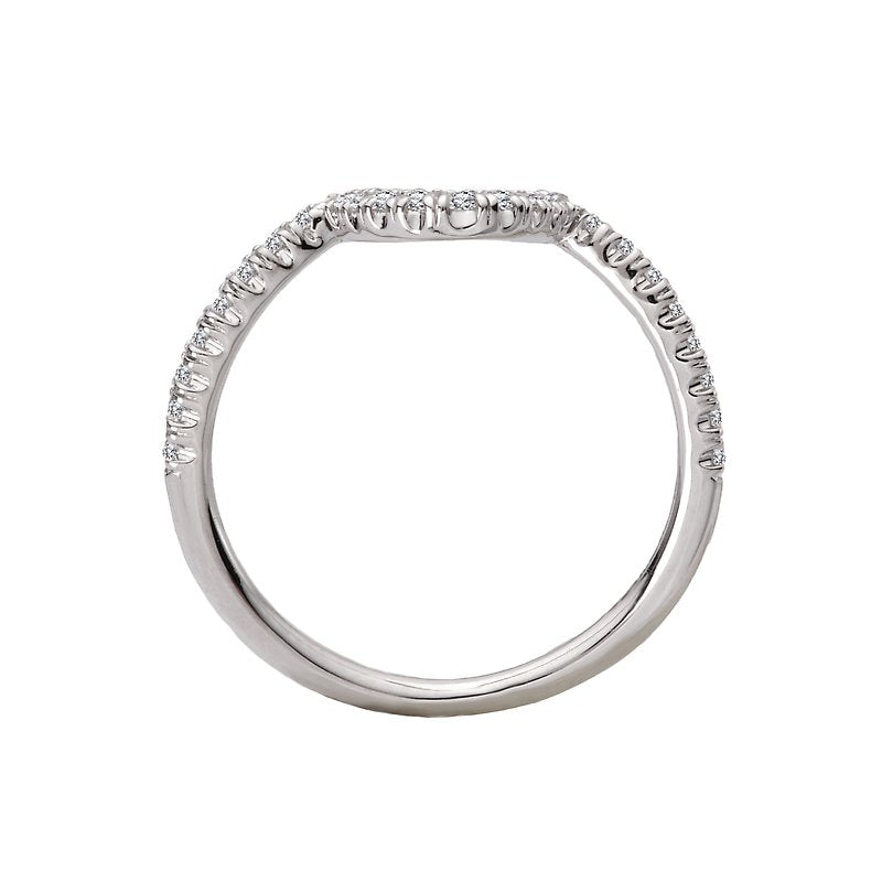 Orbelle 14K White Gold Curved Wedding Band with 1/6 Carat Diamonds