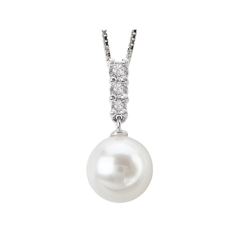 Luxora 14K White Gold Freshwater Cultured Pearl Diamond Pendant