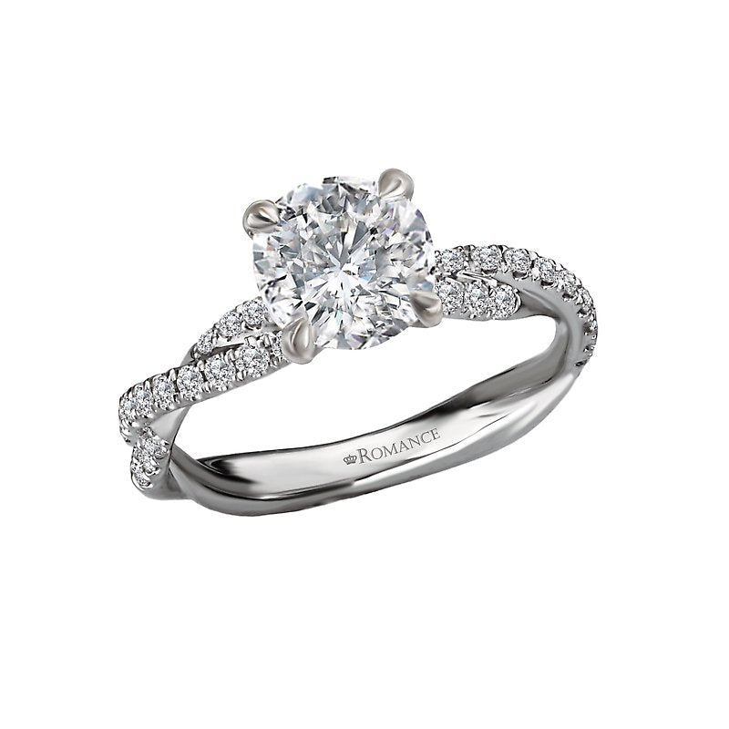 Orbelle Diamond Semi-Mount Engagement Ring - Bandora 14K White Gold Round 6.5mm