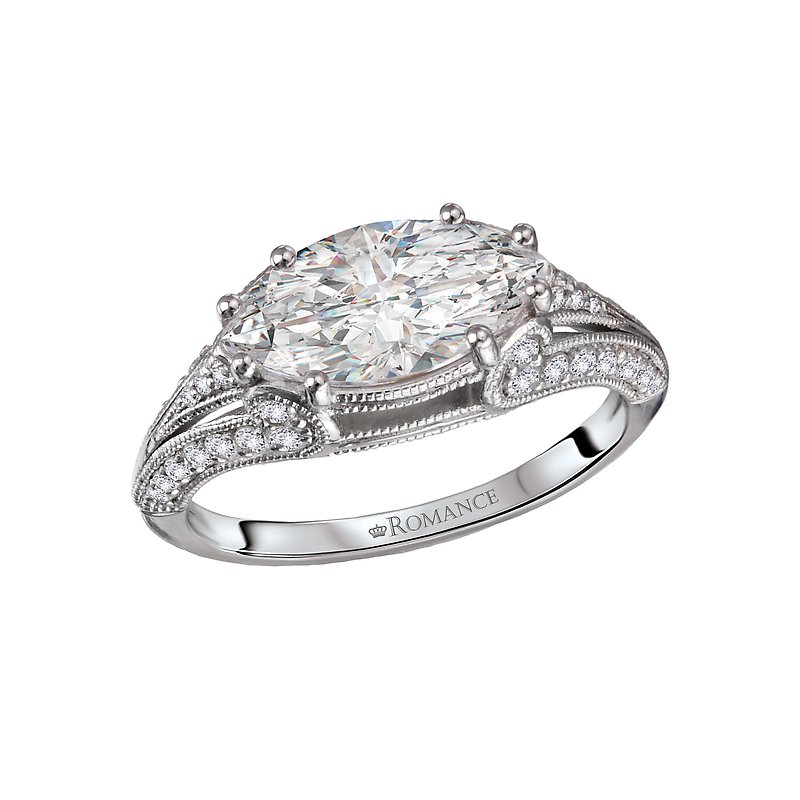 Orbelle Milgrain Design 14K White Gold Diamond Engagement Ring