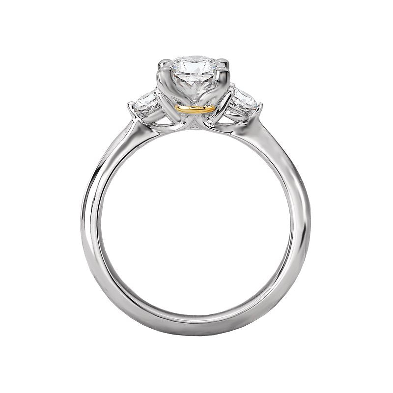 Orbelle 3 Stone Oval Diamond Engagement Ring Semi-Mount 18K White and Yellow Gold