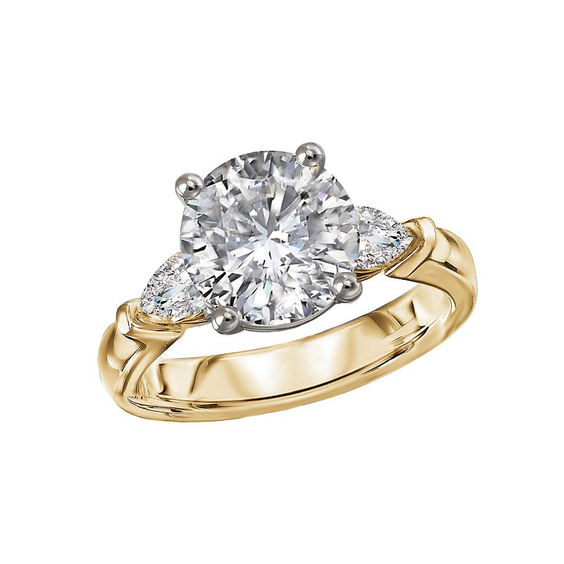 Chic 14K Yellow Gold Pear-Shaped Lab Grown Diamond Engagement Ring