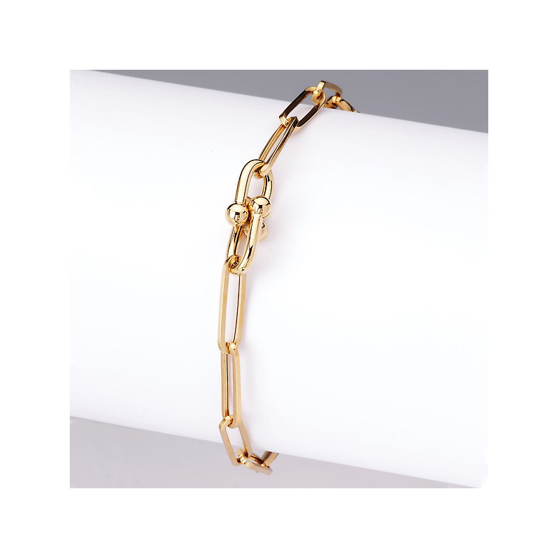 Luxora Ladies 14K Yellow Gold Paperclip U Link Bracelet