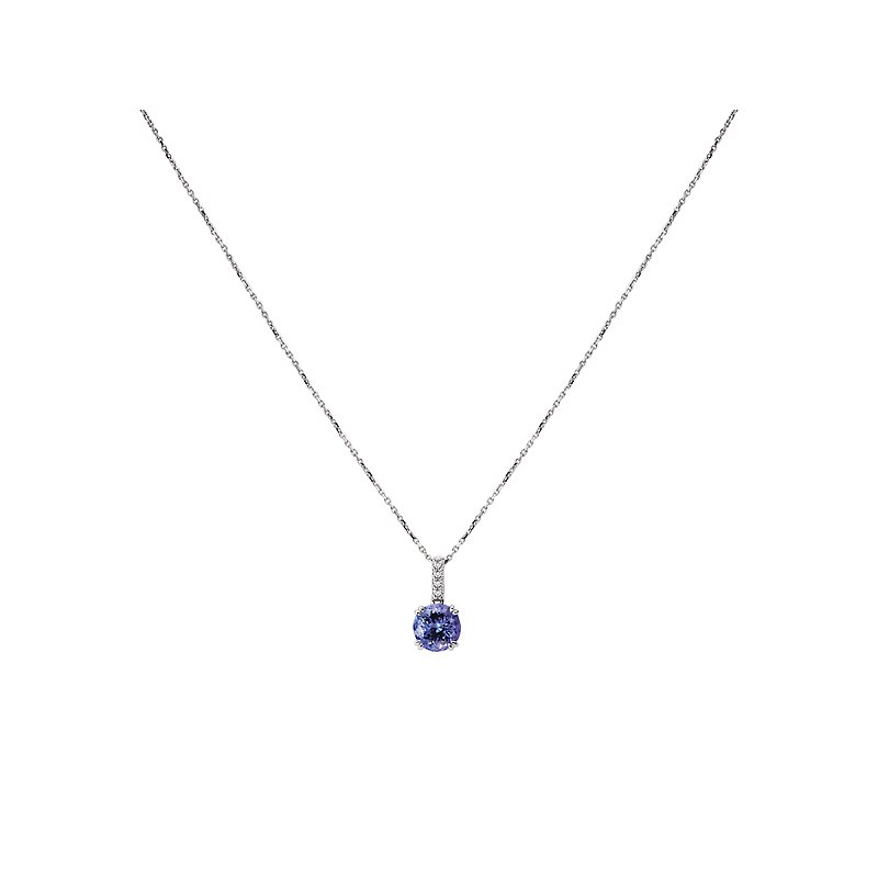 Luxora Tanzanite and Diamond Necklace - 14K White Gold Round Stone Jewelry
